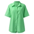 thumbnail image 6 of WAYUTE Womens Sets 2 Piece Outfits Vacation Trendy Casual Solid Color Shorts and Short Sleeve Lapel Shirt Top Slim Suits Summer Outfits, 6 of 7