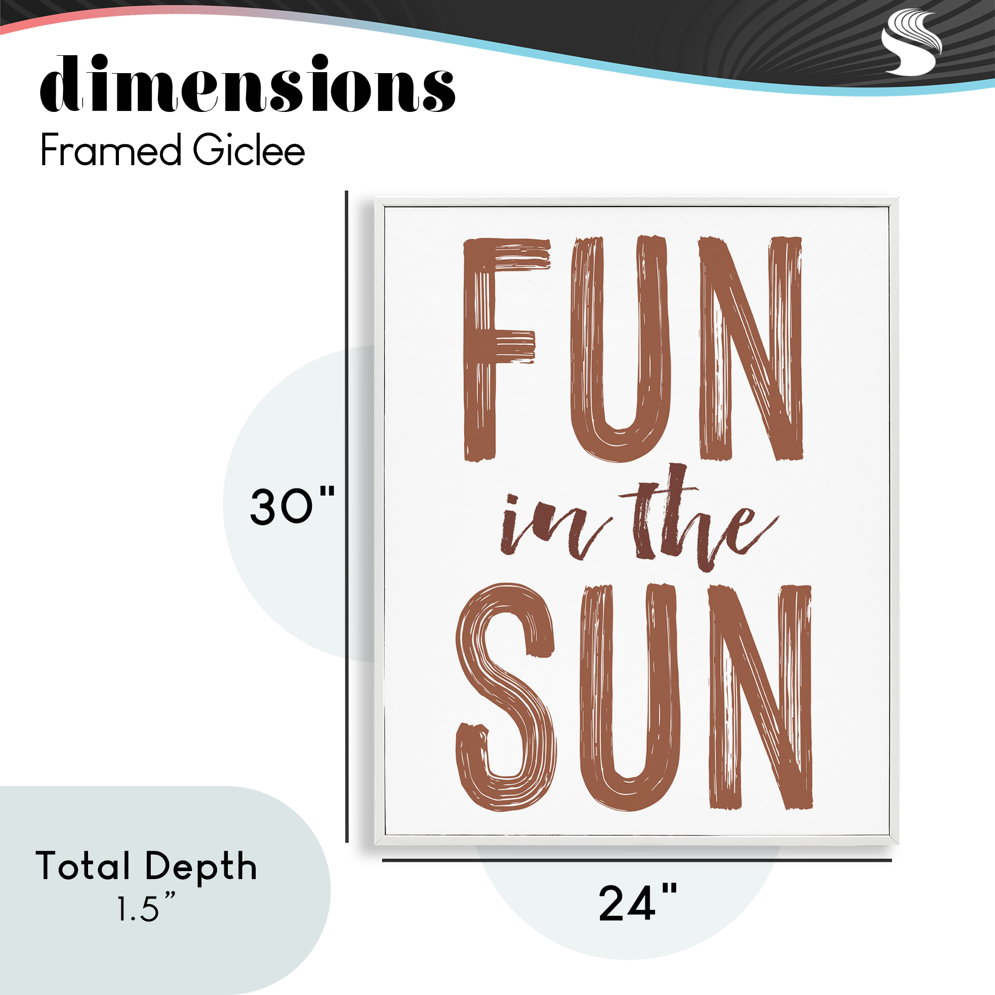 Summer Sentiment Fun In Sun White Framed Giclee Art, design by Lettered and Lined