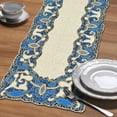 thumbnail image 3 of White Blue Embroidered Beaded Table Runner for Dining Coffee Table Scratch Heat Stain Resistant Charger Kitchen Decor Durable - Fall Autumn Thanksgiving Holiday - 13x54 inch, 3 of 6