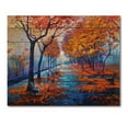 thumbnail image 3 of Designart 'Orange Autumn Landscape With Little Road III' Traditional Print on Natural Pine Wood, 3 of 5