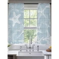thumbnail image 2 of Summer Coastal Sheer Curtains 2 Panels Set Nautical Abstract Starfish Ocean Marine Life Sheer Window Curtains Light Filtering Rod Pocket Voile Drapes for Bedroom Living Room 52"X72", 2 of 8