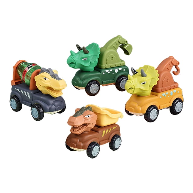Coche de transporte de dinosaurios de plástico Perfecl 4 Piezas Mini Pull Back
