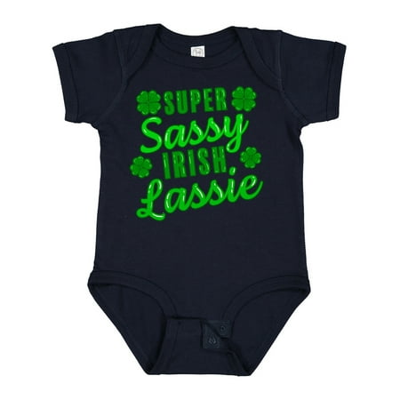

Inktastic Super Sassy Irish Lassy with Green 4 Leaf Clovers Gift Baby Boy or Baby Girl Bodysuit