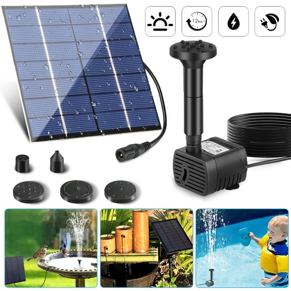 TSV Solar Fountain Water Pump 150L/H, 1.2W Solar Bird Bath Fountain for Outdoor Garden Pool, Pond, Fish Tank