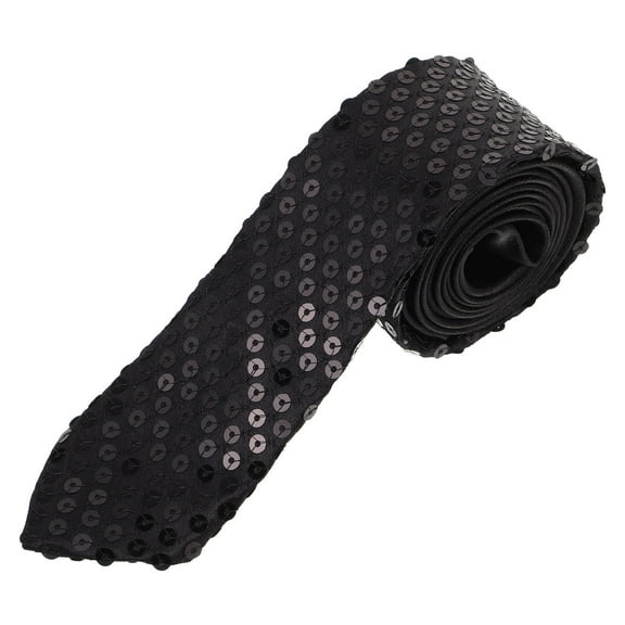 ELAYARD Black Sequin Necktie Stylish and Elegant for Weddings, Stage Shows, Parties, and Special Occasions