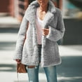 thumbnail image 6 of comerut Lapel Long Sleeve Thickened Warm Women Coat Winter Solid Color Open Front Plush Jacket Daily Clothing, 6 of 7