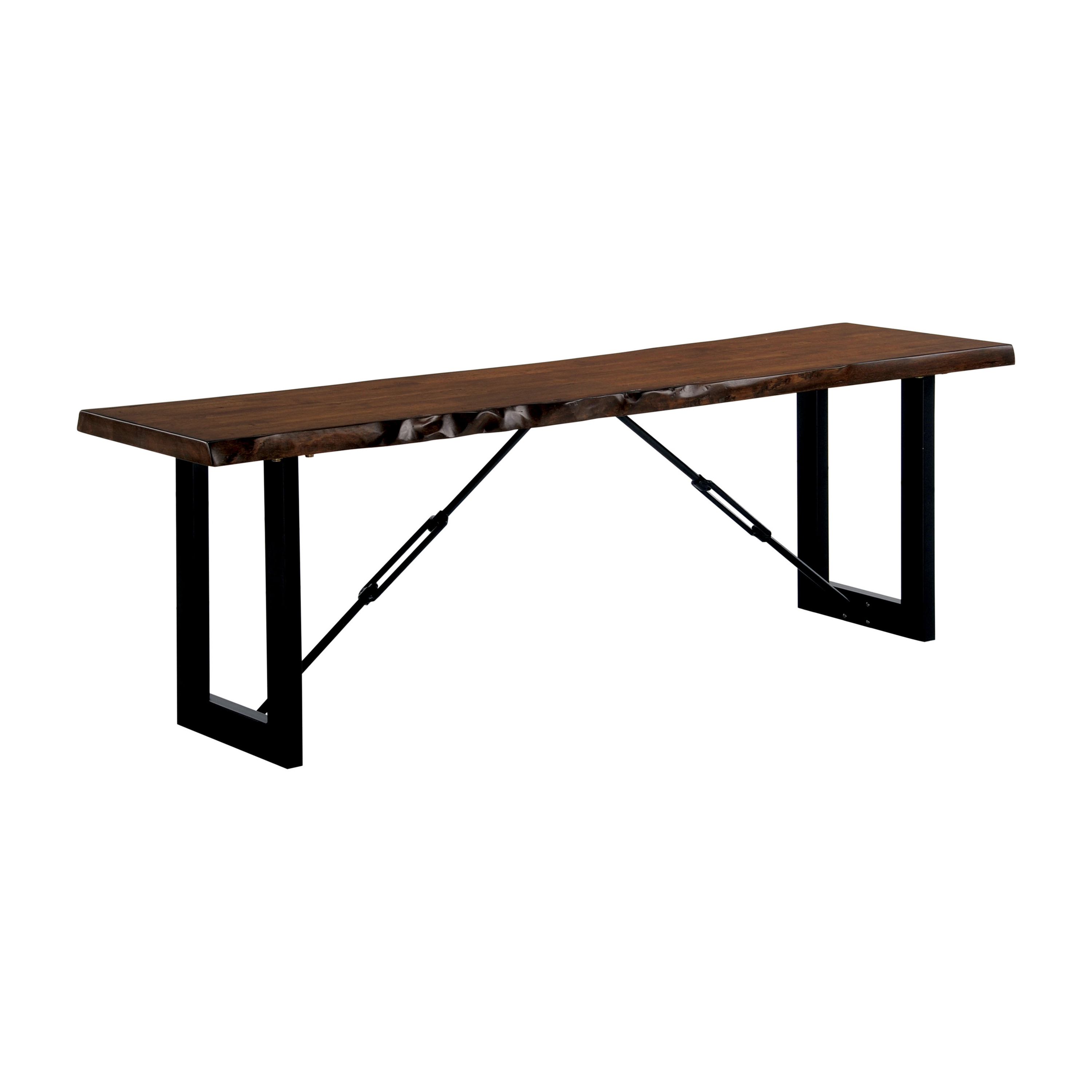 Furniture of America Jared 3 Piece Rustic Dining Table Set, Walnut Finish