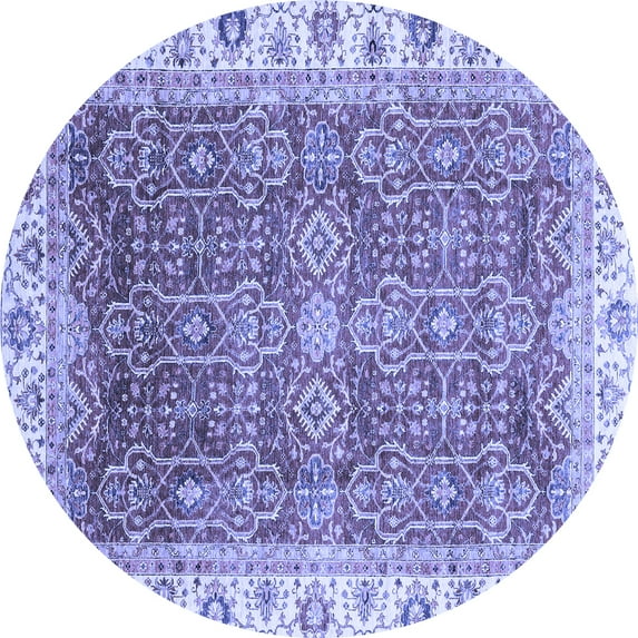 Ahgly Company Indoor Round Oriental Blue Traditional Area Rugs, 5' Round