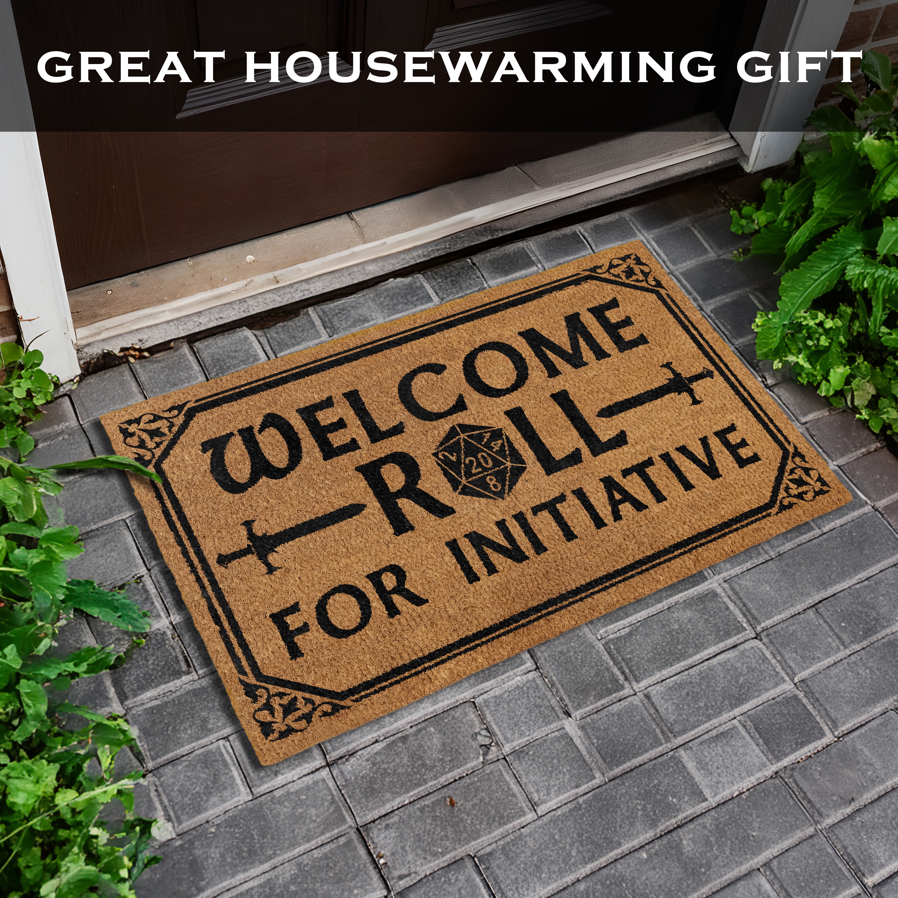 MAINEVENT Roll for Initiative Doormat 30x17 Inch, Funny Outdoor Welcome Mat for Outside