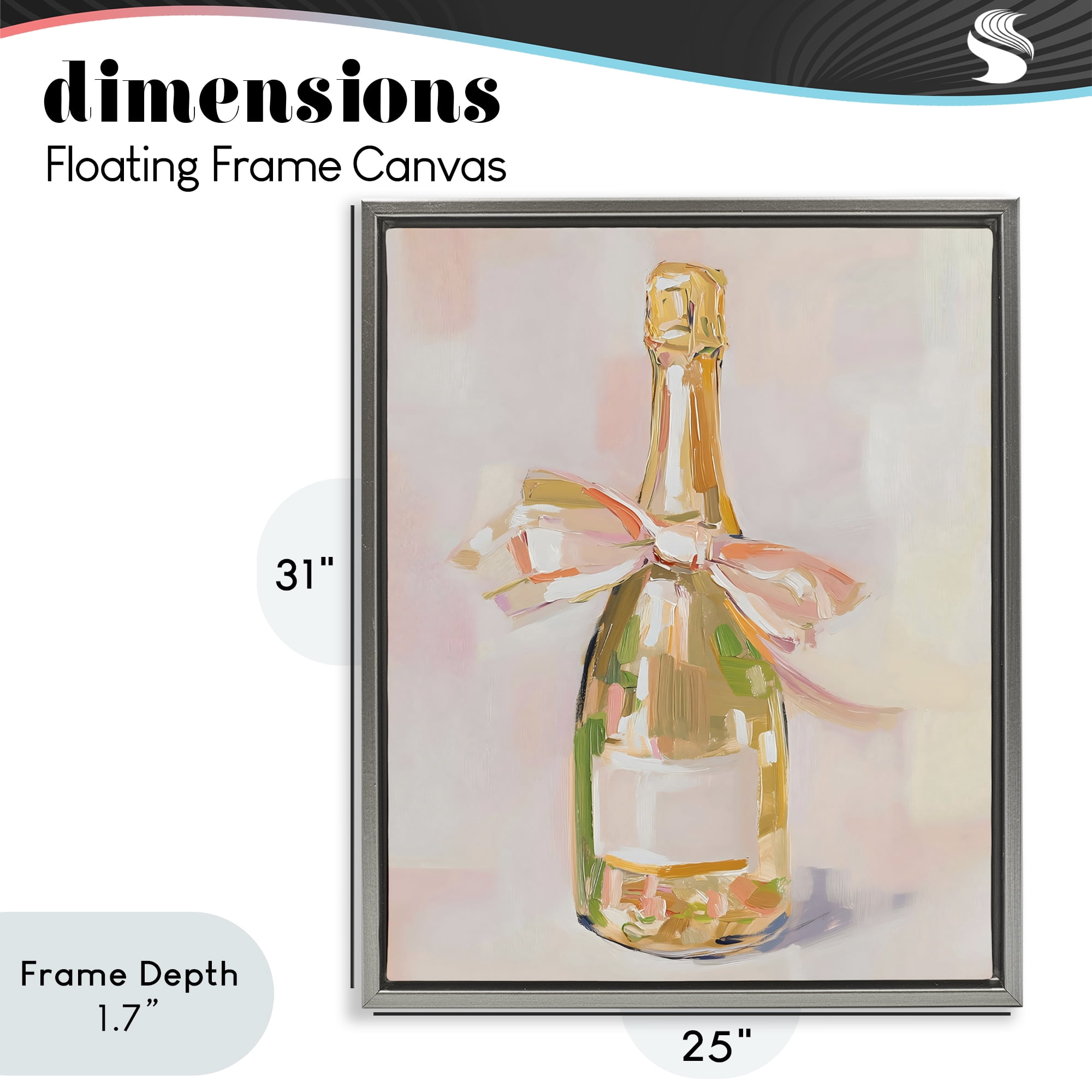 Stupell Industries Pink Champagne Celebration Gray Framed Floater Canvas Wall Art, design by The Prints Vibe
