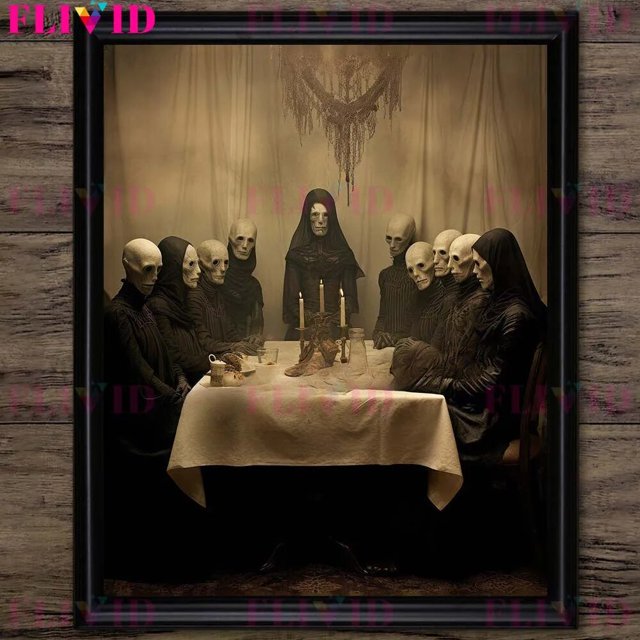 Póster Artístico de fotografía gótica Vintage de brujería ritualística, póster impreso de conejo y monstruo, decoración de arte de pared de culto al bosque