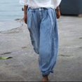 thumbnail image 2 of Pantalones vaqueros de cintura alta vintage de algodón TEELYNN para mujer, pantalones vaqueros holgados bohemios de verano para mujer, pantalones vaqueros casuales holgados de playa azules 2022, 2 of 4
