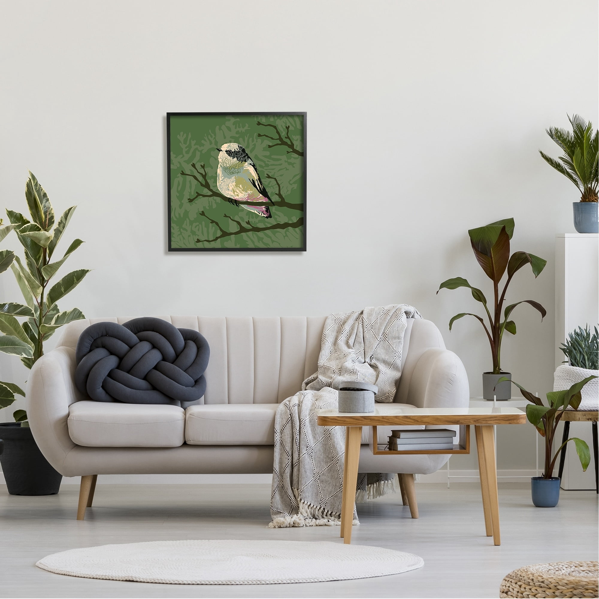 Stupell Industries Bird Perched on Tree Branch Wildlife Animal Portrait Graphic Art Black Framed Art Print Wall Art, Design by Verbrugge Watercolor