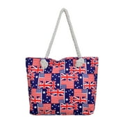 Quilted Handbags Union Jack Usa Uk British American Flag Print Canvas Tote Shoulder Bag Handbag