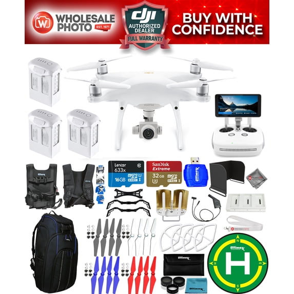 DJI Phantom 4 Pro+ Version 2.0 Drone Pro II Backpack 3 Battery PRO Accessory Kit