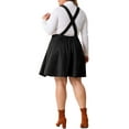 thumbnail image 3 of Agnes Orinda Plus Size Pinafore Overall Dress for Women Adjustable Strap Casual Vintage Faux Suede Dresses 2X Black, 3 of 6