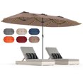 thumbnail image 1 of Gymax 15.5 FT Double-sided Patio Umbrella w/ Solar Lights Outdoor Twin Size Umbrella Coffee, 1 of 10