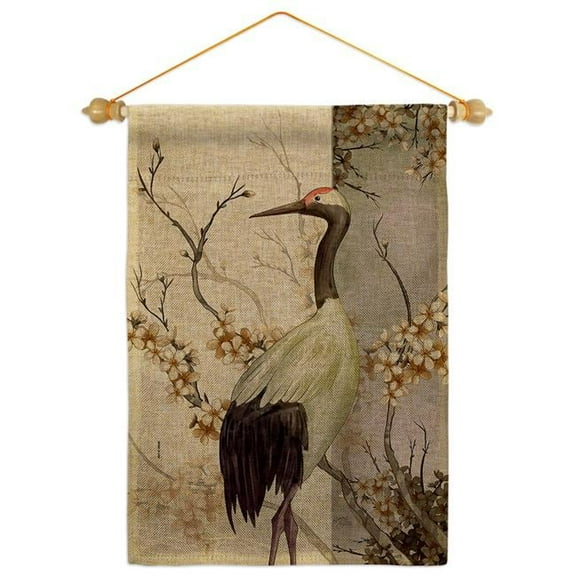 Breeze Decor GS120264-DB-05 Red Crowned Crane Animals Bird 13 x 18.5. in. Double-Sided Decorative Vertical House Garden Flag Set for Decoration Banner Yard Gift