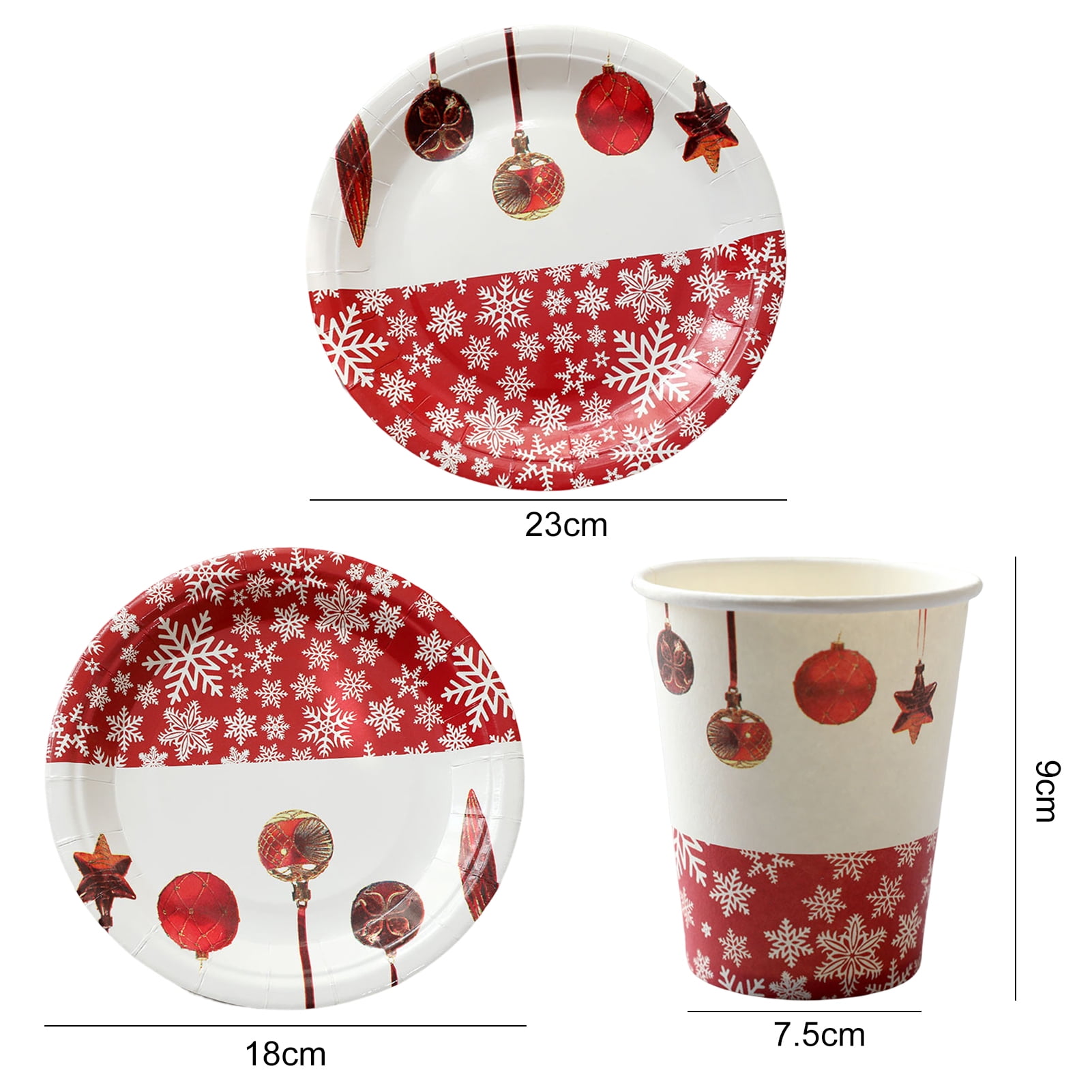 GROFRY 10 Pcs/Set Paper Plate Set Disposable Increase Atmosphere Christmas  Style Festive Cartoon Decomposable Heat Resistant Colorful Print Christmas  Paper Cup Plate for Christmas Party 