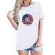 thumbnail image 2 of Tops Cortos para Mujeres Bandera de Moda Impresa Cuello Redondo, Camiseta de Manga 3/4 para Uso Diario, Casero Y Cómodo, 2 of 4