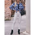 thumbnail image 6 of Arvbitana Women's Casual Loose Plaid Shirt Long Sleeve Lapel Button Blouses Spring Autumn Fashion Tops for Daily Streetwear S M L XL XXL, 6 of 7