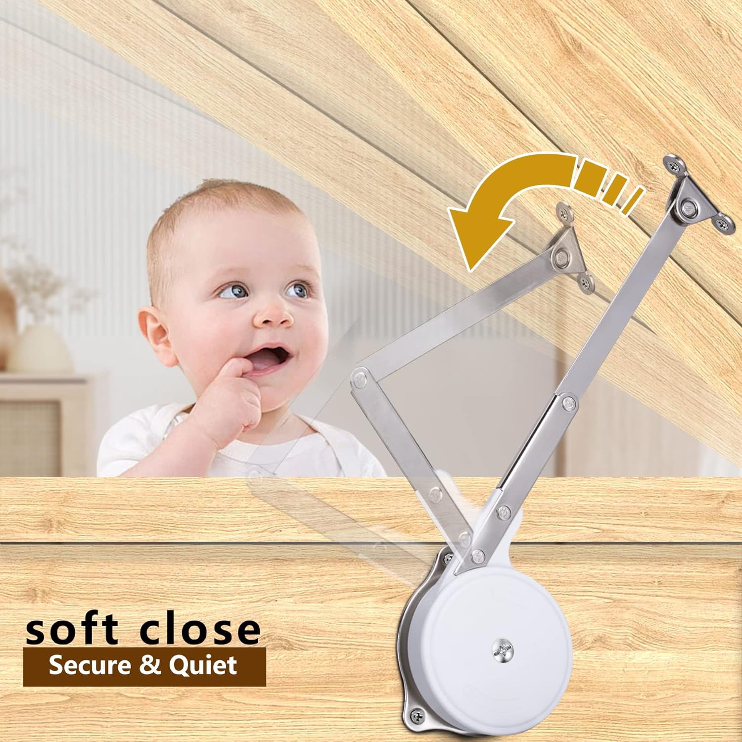 ABCISI 1 Pack | Toys Box Hinges Soft Close Lid Support Chest Hinges for Wooden Toy Box, Cedar, Storage Trunk & Benches, Made of Zinc Alloy, Safety & Heavy Duty, White