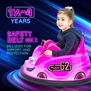Pink Glow 6V Bumper Car, Battery Powered Ride On for Children by Flybar, Ages 1.5+, 66lbs