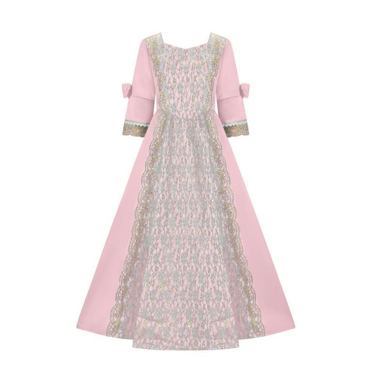 Vekdone 2025 Plus Size Peasant Dress for Women Vinatge Medieval Renaissance Costumes Dresses with Corset Pink XL, Women's