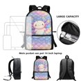 thumbnail image 4 of Jeiento Axolotl School Bags for Girls 7-10/10-12 Kids Backpack With Lunch Box Set Pencil Case Fish Scale Elementary Kindergarten Primary School Bookbag Children 17inch Cute Back Pack, 4 of 7