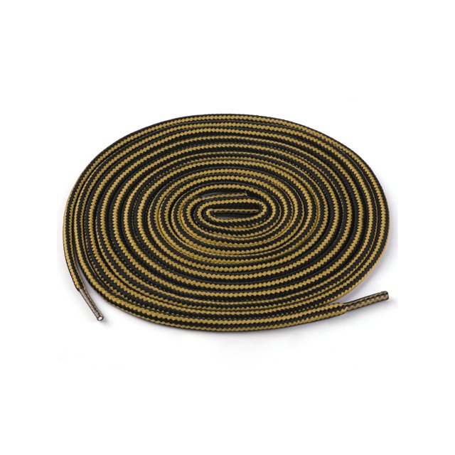 INSPIRE CHIC Unisex Round Rope Dual Colored Striped 1/5 Thick Boot Shoelace 70cm / 27.55" Dark Yellow Black