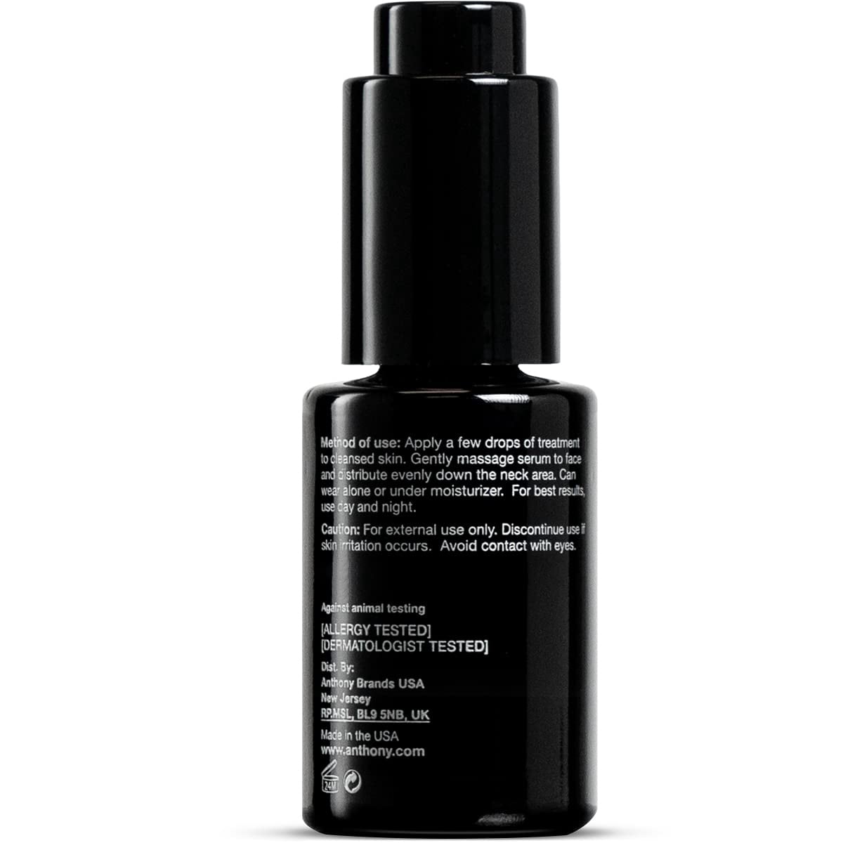 Anthony Anti-Wrinkle Glycolic Peptide Serum, 1 Fl Oz. Contains Glycolic Acid, Peptides, Biotin, Pullulan, and Algae Extract, Anti-Aging Lifting, Tightening, Repairing, and Hydrating Pack of 2