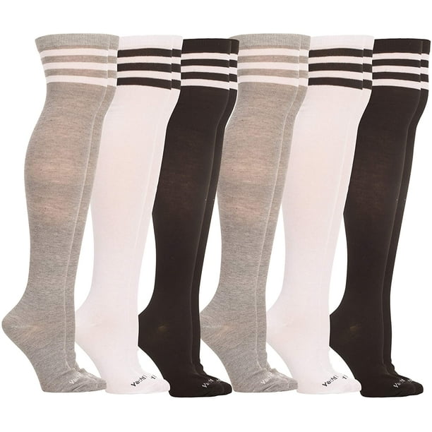 6 Pairs Of Yacht And Smith Womens Over The Knee Socks Assorted Premium Soft Cotton Colorful 2386