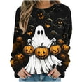 thumbnail image 3 of Fall Winter Sweatshirt for Women Halloween Sweatshirts for Ladies Pumpkin Print Tee Soft Lightweight Pullover Tops, 3 of 5