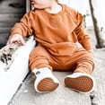 thumbnail image 2 of Canrulo Toddler Baby Boy Girl Solid Cotton Sweatshirt Pullover Crewneck Long Sleeve T-Shirt Tops Spring Fall Clothes Brown 18-24 Months, 2 of 7