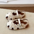thumbnail image 2 of Zshosam Infant Girls Walking Sandals Infant Baby Girls Summer Sandals with Flower Bowknot Soft Sole Dress Flats Newborn Walkers Dress Shoes Size 6,(Beige Toddler 6), 2 of 9