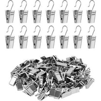 100 Pack Curtain Clips Hooks , Stainless Iron Drapery Hooks Clips for Hanging Party String Lights Christmas Courtyards Decoration, Art Craft Display, Gutter Tent Camper Awning Hangers, Silver