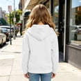 thumbnail image 6 of Girls Zip Up Hoodie Kids Fashion Oversized Sweatshirt Jacket with Pockets Lightweight Preppy Sweatshirts (White,8-9 Years), 6 of 7