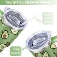 thumbnail image 5 of 40oz Kawaii Green Avocado Design Stainless Steel Flip Straw Tumbler Spill Proof Travel Cup Double Wall Vacuum Insulated Coffee Mug with Top Handle, 5 of 6