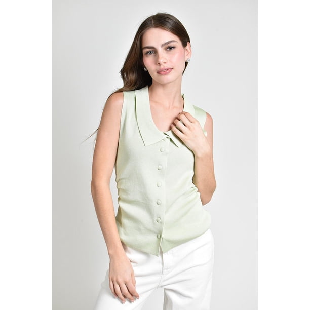 Blusa tejida sin mangas Roman Fashion /Juvenil, 03253 (Pistache) verde claro G