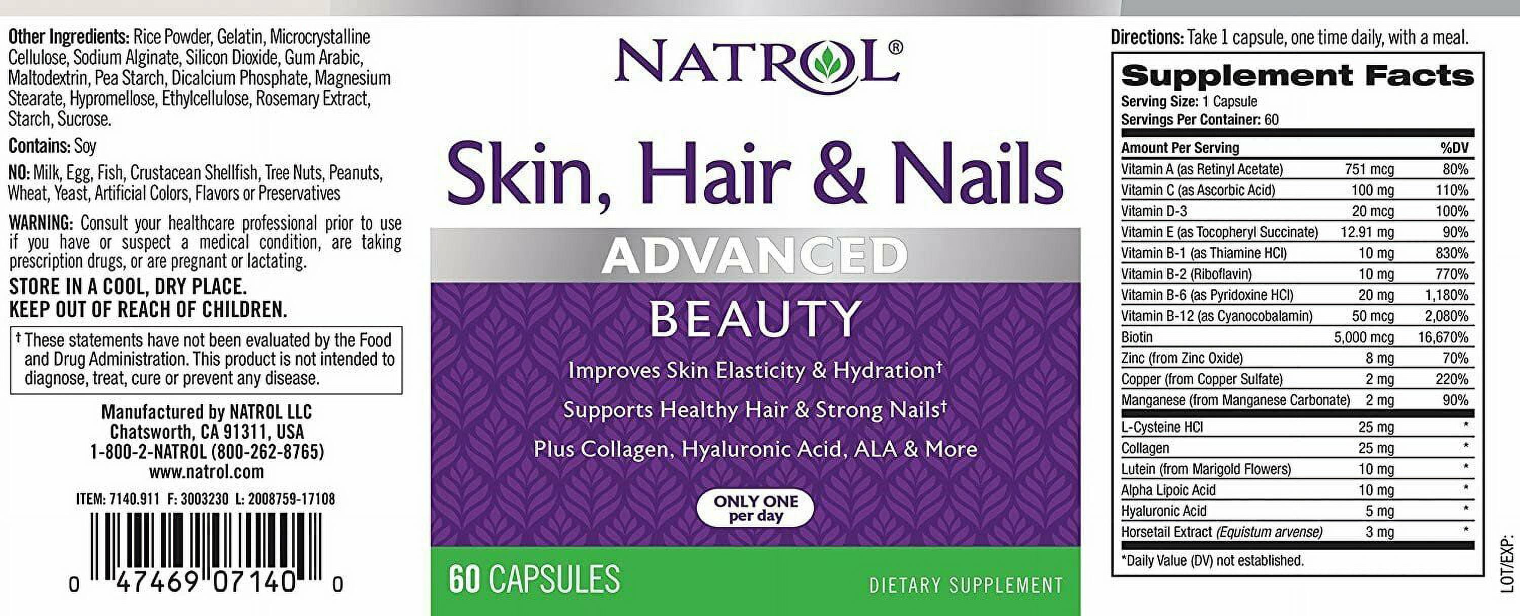 Natrol Skin, Hair & Nails Advanced Beauty 60 Κάψουλες | BestPrice.gr