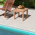 thumbnail image 4 of QRKD Outdoor Side Table Eucalyptus Wood Square End Table, Wood Patio Table with Slatted Tabletop for Backyard Poolside Porch (1 piece), 4 of 7