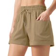 thumbnail image 2 of Women'S Linen Shorts Casual Summer Shorts High Waisted Comfy Pull on Shorts with Pockets Khaki XL, 2 of 7