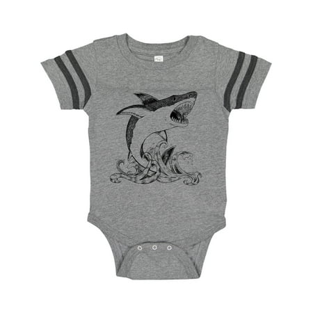 

Inktastic Great White Shark Jumping in Black Gift Baby Boy or Baby Girl Bodysuit