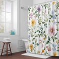 thumbnail image 5 of Watercolor Flower Fabric Shower Curtain Spring Flower Washable Shower Curtains for Bathroom, Waterproof Bath Curtain with Hooks Home Decor 72x72in, 5 of 8
