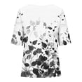 thumbnail image 5 of Blouses pour Femmes, Chandail Décontracté à Imprimé pour Femmes en Coton et Lin à Boutons, Col Rond, Manches Courtes, 5 of 5