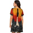 thumbnail image 2 of Bixox Motif Fusée Spatiale Rétro Chemise de Nuit pour Femmes, Vêtements de Nuit Doux et Respirants, Robe de Pyjama Longueur Genou à Col Rond, Vêtements de Détente pour la Maison et le Sommeil, 2 of 7