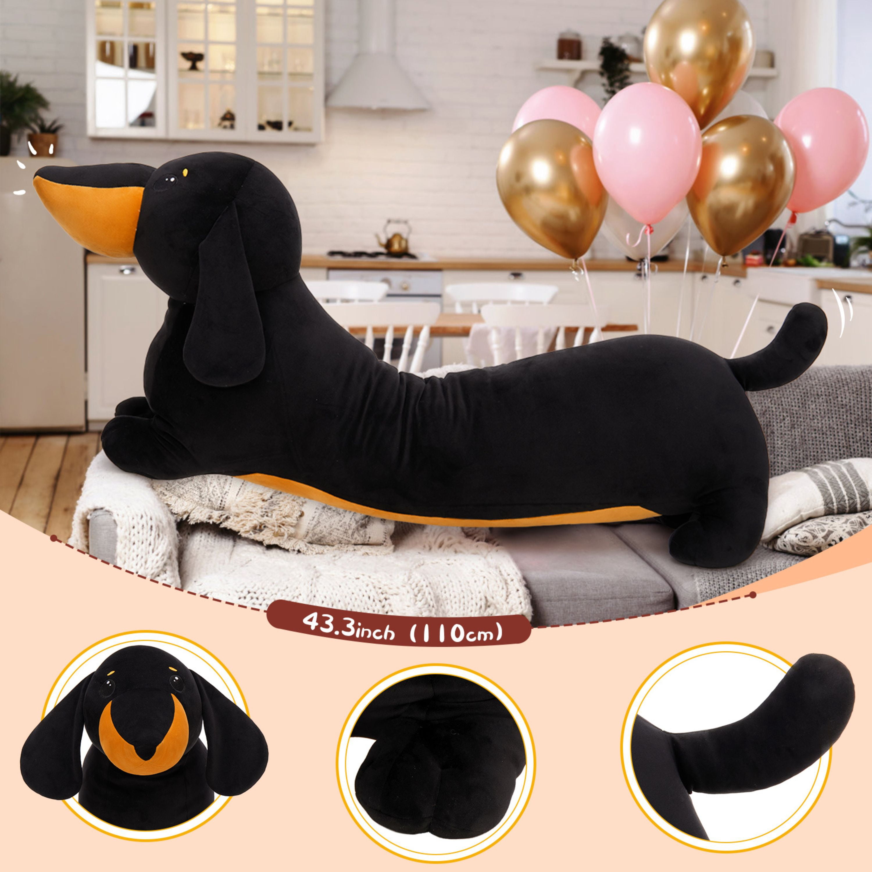 Tezituor 43.3'' Dachshund Dog Stuffed Animal Giant Weiner Dog Body Pillow Plush Toy