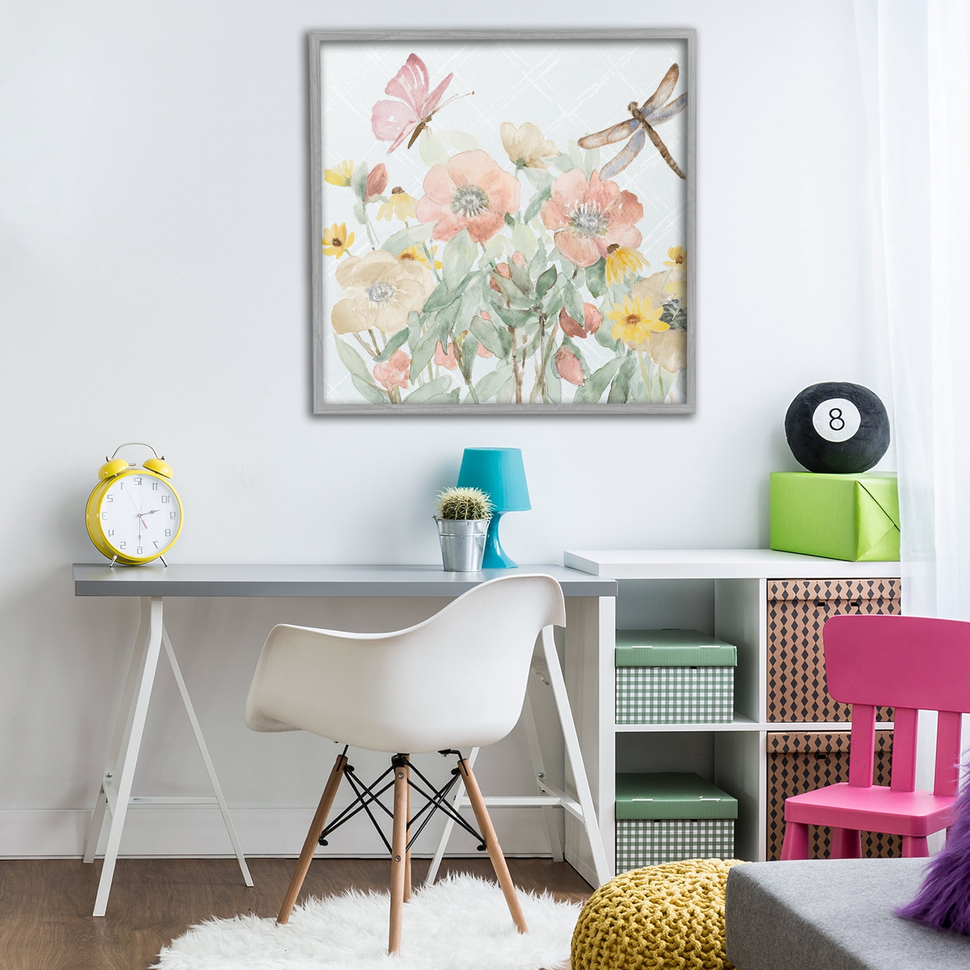 Stupell Industries Garden Joy with Insects Gray Framed Giclee Art, design by Lanie Loreth