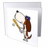 Cute Funny Basset Hound Playing baseball or Softball Cartoon 1 Greeting Card with envelope gc-281429-5