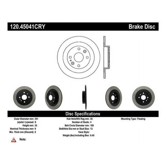 Centric Parts Disc Brake Rotor P/N:120.45041